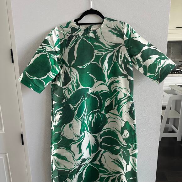 ANN MASHBURN  Paige Maxi Dress Green Watercolor Leaf Mikado Size Small New - Picture 3 of 7